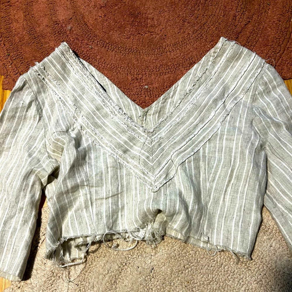 Boho button up crop top sz L - Picture 2 of 4